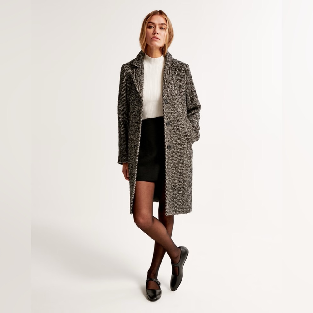 NEVER WORN Herringbone Abercrombie & Fitch Small Petite "The A&F Dad Coat"